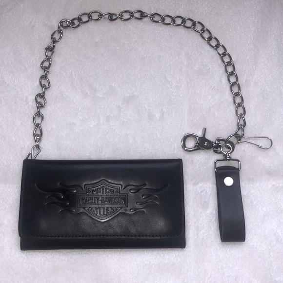 Harley-Davidson Other - HARLEY DAVIDSON WALLET LEATHER BLACK WITH CHAIN